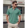 image:imageTACVASEN Mens Polo Shirts Short Sleeve Cotton Pique TShirt 3 Buttons Golf Shirts Classic Fit Casual TShirtGray Green