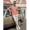 image:imageTACVASEN Mens Polo Shirts Short Sleeve Cotton Pique TShirt 3 Buttons Golf Shirts Classic Fit Casual TShirtGray Pink
