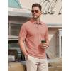 image:imageTACVASEN Mens Polo Shirts Short Sleeve Cotton Pique TShirt 3 Buttons Golf Shirts Classic Fit Casual TShirtGray Pink