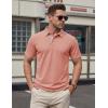 image:imageTACVASEN Mens Polo Shirts Short Sleeve Cotton Pique TShirt 3 Buttons Golf Shirts Classic Fit Casual TShirtGray Pink
