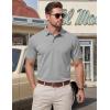 image:imageTACVASEN Mens Polo Shirts Short Sleeve Cotton Pique TShirt 3 Buttons Golf Shirts Classic Fit Casual TShirtLight Grey