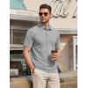 image:imageTACVASEN Mens Polo Shirts Short Sleeve Cotton Pique TShirt 3 Buttons Golf Shirts Classic Fit Casual TShirtLight Grey