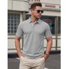 image:imageTACVASEN Mens Polo Shirts Short Sleeve Cotton Pique TShirt 3 Buttons Golf Shirts Classic Fit Casual TShirtLight Grey