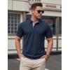 image:imageTACVASEN Mens Polo Shirts Short Sleeve Cotton Pique TShirt 3 Buttons Golf Shirts Classic Fit Casual TShirtNavy