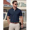 image:imageTACVASEN Mens Polo Shirts Short Sleeve Cotton Pique TShirt 3 Buttons Golf Shirts Classic Fit Casual TShirtNavy