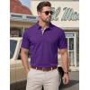 image:imageTACVASEN Mens Polo Shirts Short Sleeve Cotton Pique TShirt 3 Buttons Golf Shirts Classic Fit Casual TShirtPurple