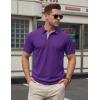 image:imageTACVASEN Mens Polo Shirts Short Sleeve Cotton Pique TShirt 3 Buttons Golf Shirts Classic Fit Casual TShirtPurple