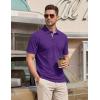 image:imageTACVASEN Mens Polo Shirts Short Sleeve Cotton Pique TShirt 3 Buttons Golf Shirts Classic Fit Casual TShirtPurple