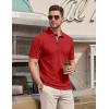 image:imageTACVASEN Mens Polo Shirts Short Sleeve Cotton Pique TShirt 3 Buttons Golf Shirts Classic Fit Casual TShirtRed