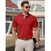 image:imageTACVASEN Mens Polo Shirts Short Sleeve Cotton Pique TShirt 3 Buttons Golf Shirts Classic Fit Casual TShirtRed