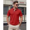 image:imageTACVASEN Mens Polo Shirts Short Sleeve Cotton Pique TShirt 3 Buttons Golf Shirts Classic Fit Casual TShirtRed