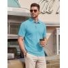 image:imageTACVASEN Mens Polo Shirts Short Sleeve Cotton Pique TShirt 3 Buttons Golf Shirts Classic Fit Casual TShirtSky Blue