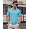 image:imageTACVASEN Mens Polo Shirts Short Sleeve Cotton Pique TShirt 3 Buttons Golf Shirts Classic Fit Casual TShirtSky Blue