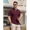 image:imageTACVASEN Mens Polo Shirts Short Sleeve Cotton Pique TShirt 3 Buttons Golf Shirts Classic Fit Casual TShirtWine