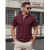 image:imageTACVASEN Mens Polo Shirts Short Sleeve Cotton Pique TShirt 3 Buttons Golf Shirts Classic Fit Casual TShirtWine