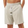 image:imageTACVASEN Men s Casual Shorts 7 Inch Cotton Elastic Waist Drawstring Lightweight Summer Beach Shorts with PocketsBeigewhite