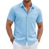 image:imageTACVASEN Mens Button Down Shirts Short Sleeve Textured Casual Summer Beach Shirt with PocketSky Blue
