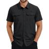 image:imageTACVASEN Mens Fishing Shirt with Pockets UPF50 Quick Dry Breathable Short Sleeve Button Down Sun Shirt for Work TacticalBlack