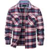 image:imageTACVASEN Mens Flannel Shirts Lightweight Cotton Button Down Long Sleeve Shirt Casual Plaid Pocket Shirts OutdoorRed White