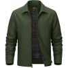image:imageTACVASEN Mens Lightweight Jackets Full Zip Laydown Collar Windbreaker Jacket Casual Golf Light Coat with PocketsArmy Green