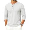 image:imageTACVASEN Mens Long Sleeve Henley Shirts 3Button Moisture Wicking Tee Solid Color Soft Basic Casual Tshirt02 White