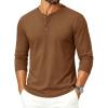 image:imageTACVASEN Mens Long Sleeve Henley Shirts 3Button Moisture Wicking Tee Solid Color Soft Basic Casual Tshirt10 Mud Brown