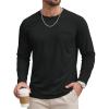 image:imageTACVASEN Mens Long Sleeve TShirts Casual Crewneck Pocket Tshirt Moisture Wicking Soft Plain Basic Classic Pullover TeeBlack