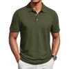 image:imageTACVASEN Mens Polo Shirts Short Sleeve 3 Buttons Casual Polo Cotton Pique TShirts Moisture Wicking Golf ShirtsArmygreen