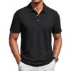image:imageTACVASEN Mens Polo Shirts Short Sleeve 3 Buttons Casual Polo Cotton Pique TShirts Moisture Wicking Golf ShirtsBlack