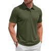image:imageTACVASEN Mens Polo Shirts Short Sleeve 3 Buttons Cotton Pique Casual Classic Fit TShirt Performance Golf ShirtsArmygreen