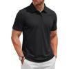 image:imageTACVASEN Mens Polo Shirts Short Sleeve 3 Buttons Cotton Pique Casual Classic Fit TShirt Performance Golf ShirtsBlack