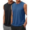 image:imageTACVASEN Sleeveless Shirts for Men 2 Pack Quick Dry Tank Tops Lightweight UPF 50 Running Gym Workout Muscle ShirtsBlackBlue Grey