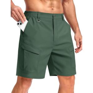 image:imageTACVASEN Mens Cargo Hiking Shorts 7 Quick Dry Stretch Tactical Work Shorts for Men Outdoor Casual Summer with 6 PocketsGreen