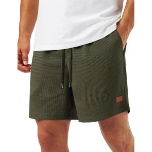 image:imageTACVASEN Mens Casual Shorts Waffle 5 Elastic Waist Drawstring Summer Beach Shorts Moisture Wicking SweatShortsArmy Green