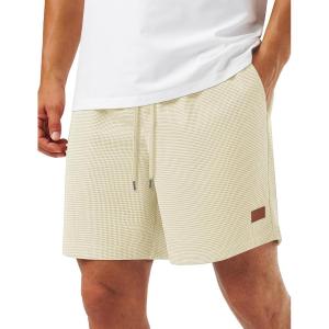 image:imageTACVASEN Mens Casual Shorts Waffle 5 Elastic Waist Drawstring Summer Beach Shorts Moisture Wicking SweatShortsBeige