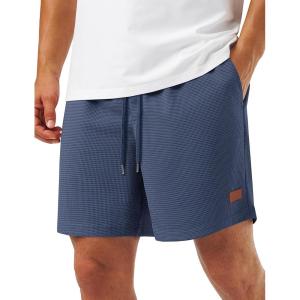 image:imageTACVASEN Mens Casual Shorts Waffle 5 Elastic Waist Drawstring Summer Beach Shorts Moisture Wicking SweatShortsBlue Grey