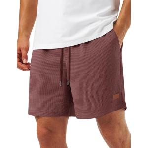 image:imageTACVASEN Mens Casual Shorts Waffle 5 Elastic Waist Drawstring Summer Beach Shorts Moisture Wicking SweatShortsBrick Red