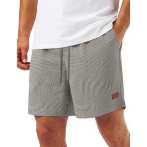 image:imageTACVASEN Mens Casual Shorts Waffle 5 Elastic Waist Drawstring Summer Beach Shorts Moisture Wicking SweatShortsLight Grey