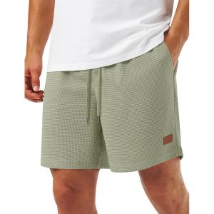 image:imageTACVASEN Mens Casual Shorts Waffle 5 Elastic Waist Drawstring Summer Beach Shorts Moisture Wicking SweatShortsSoy Green