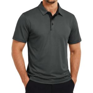 image:imageTACVASEN Mens Golf Shirts Dry Fit Polo Short Sleeve Moisture Wicking Performance Collared Shirt for Work Casual AthleticDarkgrey
