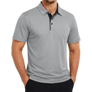 image:imageTACVASEN Mens Golf Shirts Dry Fit Polo Short Sleeve Moisture Wicking Performance Collared Shirt for Work Casual AthleticLightgrey