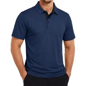 image:imageTACVASEN Mens Golf Shirts Dry Fit Polo Short Sleeve Moisture Wicking Performance Collared Shirt for Work Casual AthleticNavy
