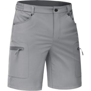 image:imageTACVASEN Mens Hiking Cargo Shorts 10 Quick Dry Lightweight Casual Summer Outdoor Golf Shorts with 5 Zipper Pockets03 Light Grey
