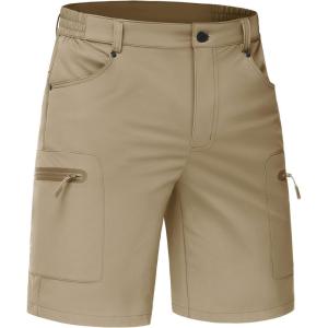 image:imageTACVASEN Mens Hiking Cargo Shorts 10 Quick Dry Lightweight Casual Summer Outdoor Golf Shorts with 5 Zipper Pockets04 Khaki