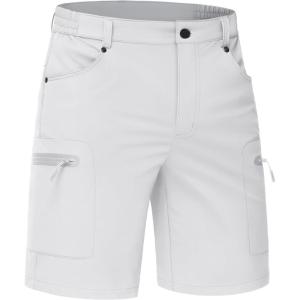 image:imageTACVASEN Mens Hiking Cargo Shorts 10 Quick Dry Lightweight Casual Summer Outdoor Golf Shorts with 5 Zipper Pockets05 White