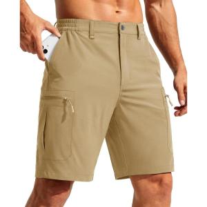 image:imageTACVASEN Mens Hiking Cargo Shorts 9 Quick Dry Lightweight Water Resistant Shorts Casual Golf Work with 5 Pockets03khaki