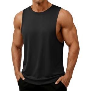 image:imageTACVASEN Mens Muscle Tank Tops Dry Fit Workout Shirts Gym Sleeveless Shirts Bodybuilding Athletic Training RunningBlack