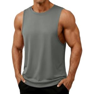 image:imageTACVASEN Mens Muscle Tank Tops Dry Fit Workout Shirts Gym Sleeveless Shirts Bodybuilding Athletic Training RunningMedium Grey