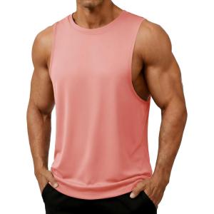 image:imageTACVASEN Mens Muscle Tank Tops Dry Fit Workout Shirts Gym Sleeveless Shirts Bodybuilding Athletic Training RunningPink
