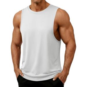 image:imageTACVASEN Mens Muscle Tank Tops Dry Fit Workout Shirts Gym Sleeveless Shirts Bodybuilding Athletic Training RunningWhite